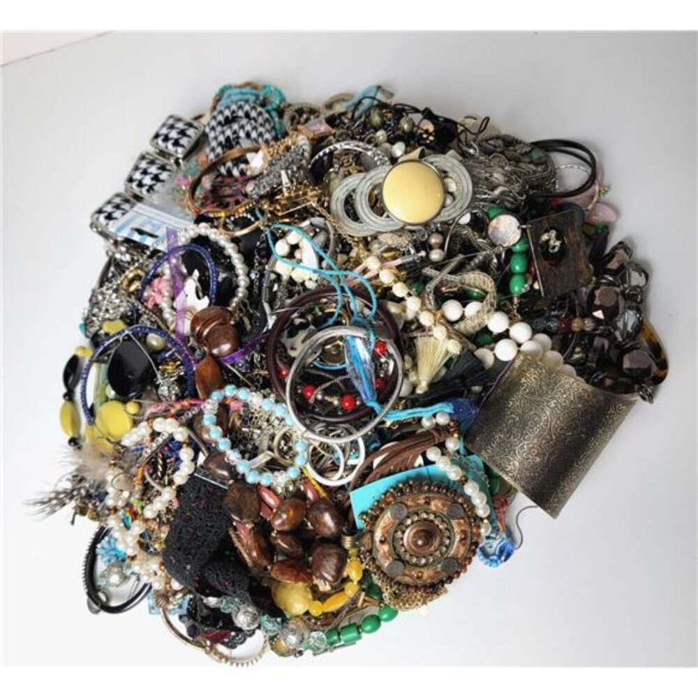 Huge Estate Junk Drawer Lot 3LB+ – Vtg/Mod Costume Rhinestones Gold Silver Tone - Picture 7 of 12